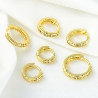 1 ชิ้น 316L ต่างหูห่วงสแตนเลสแถวเดียว Cubic Zirconia ต่างหูขนาดเล็ก