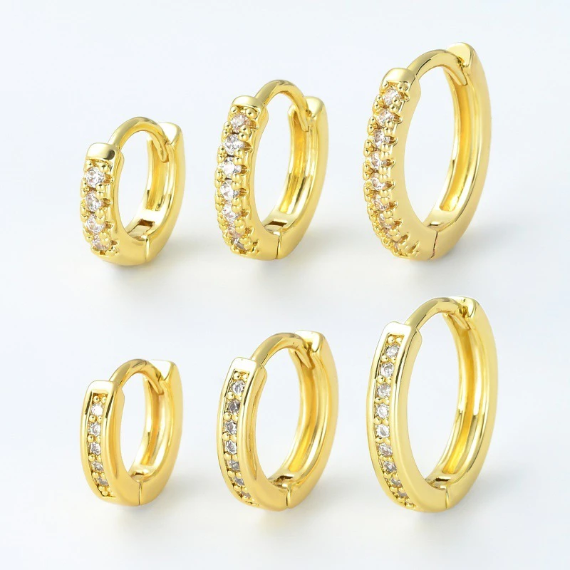 1 ชิ้น 316L ต่างหูห่วงสแตนเลสแถวเดียว Cubic Zirconia ต่างหูขนาดเล็ก