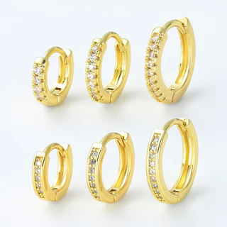 1 ชิ้น 316L ต่างหูห่วงสแตนเลสแถวเดียว Cubic Zirconia ต่างหูขนาดเล็ก