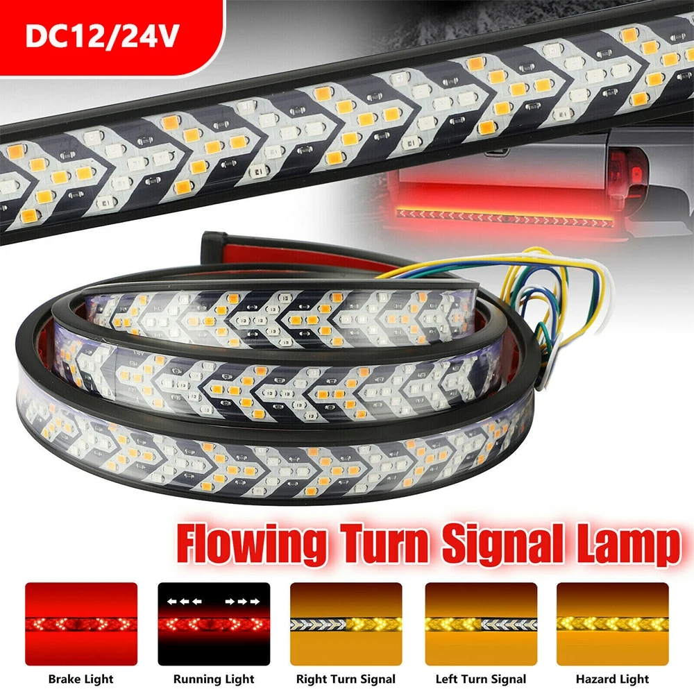 แถบไฟเลี้ยว ไฟเบรก LED DC12V 24V 1.2-2 เมตร สําหรับรถยนต์ รถพ่วง รถปิ๊กอัพ