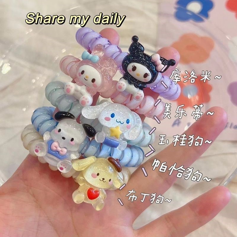 สร้อยข้อมือ สายยางรัดผม ลายการ์ตูนซานริโอ้น่ารัก ขนาดเล็ก สําหรับผู้หญิง