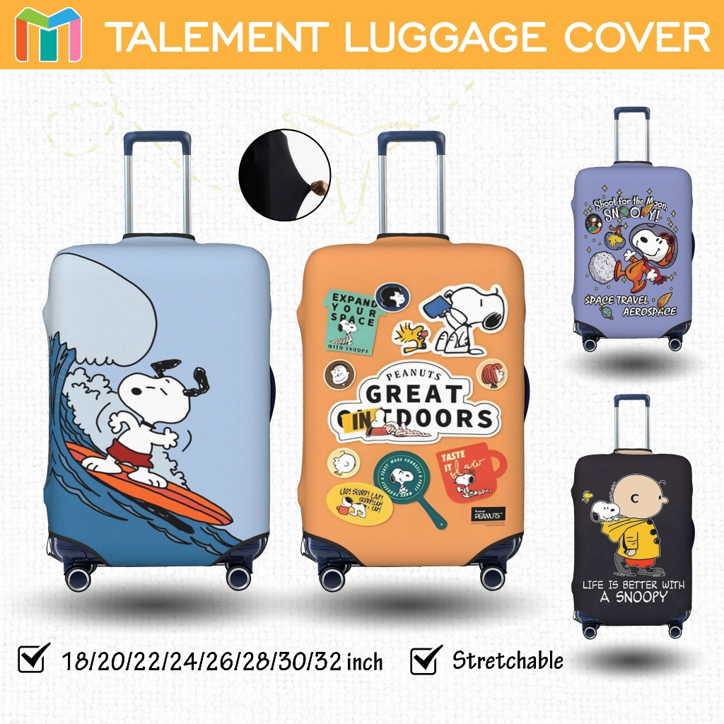 ผ้าคลุมกระเป๋าเดินทาง ลายการ์ตูน Snoopy ยืดหยุ่น กันรอยขีดข่วน Luggage Cover 18 20 22 24 26 28 30 32 นิ้ว