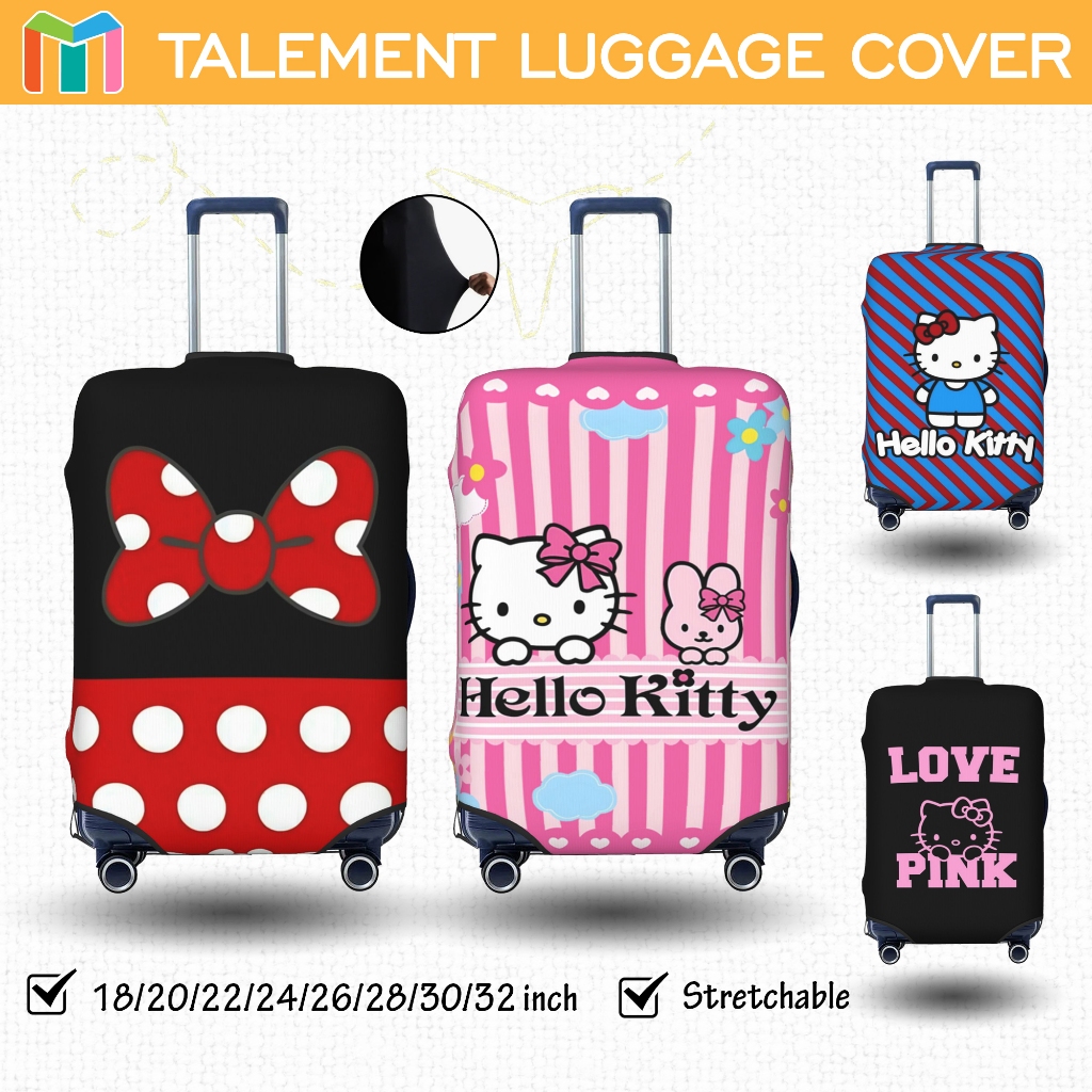 ผ้าคลุมกระเป๋าเดินทาง ลาย เฮลโลคิตต Hello Kitty Luggage Cover ยืดหยุ่น กันรอยขีดข่วน 18 20 22 24 26 28 30 32 นิ้ว