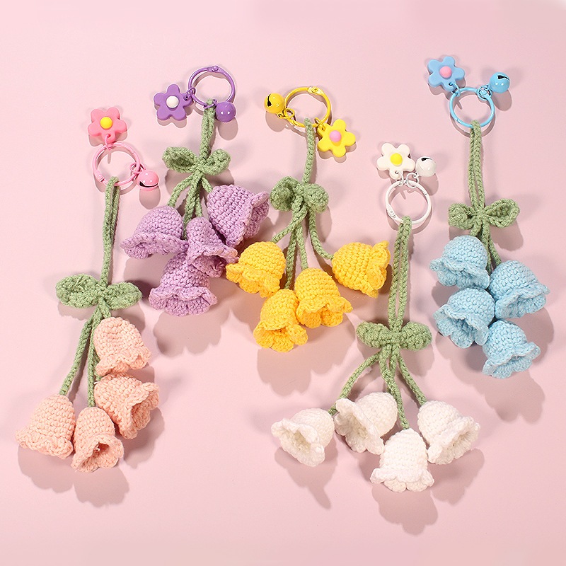 พวงกุญแจ จี้กระดิ่งดอกไม้น่ารัก สีแคนดี้ แบบสร้างสรรค์ DIY สําหรับตกแต่ง เก็บสะสม