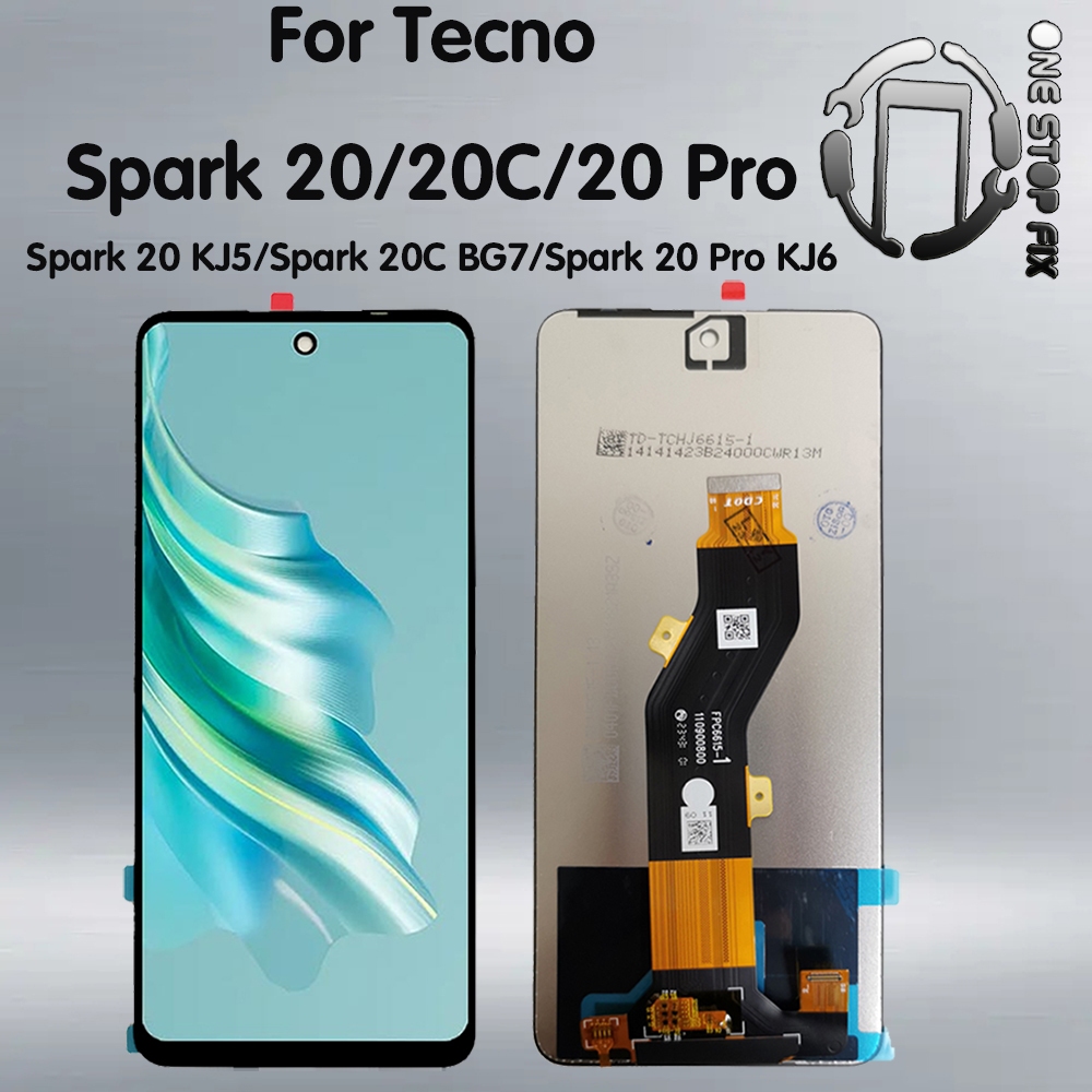 กรอบหน้าจอสัมผัส LCD สําหรับ Tecno Spark 20 KJ5 LCD Spark 20C BG7 Infinix Tecno Spark 20 Pro KJ6