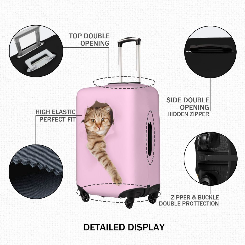 ผ้าคลุมกระเป๋าเดินทาง ป้องกันรอยขีดข่วน ลายแมวน่ารัก ขนาด Luggage Cover 18 20 22 24 26 28 30 32 นิ้ว