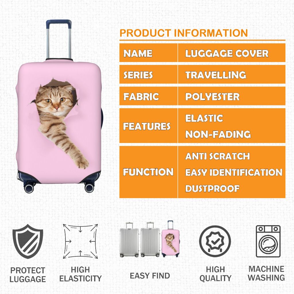 ผ้าคลุมกระเป๋าเดินทาง ป้องกันรอยขีดข่วน ลายแมวน่ารัก ขนาด Luggage Cover 18 20 22 24 26 28 30 32 นิ้ว