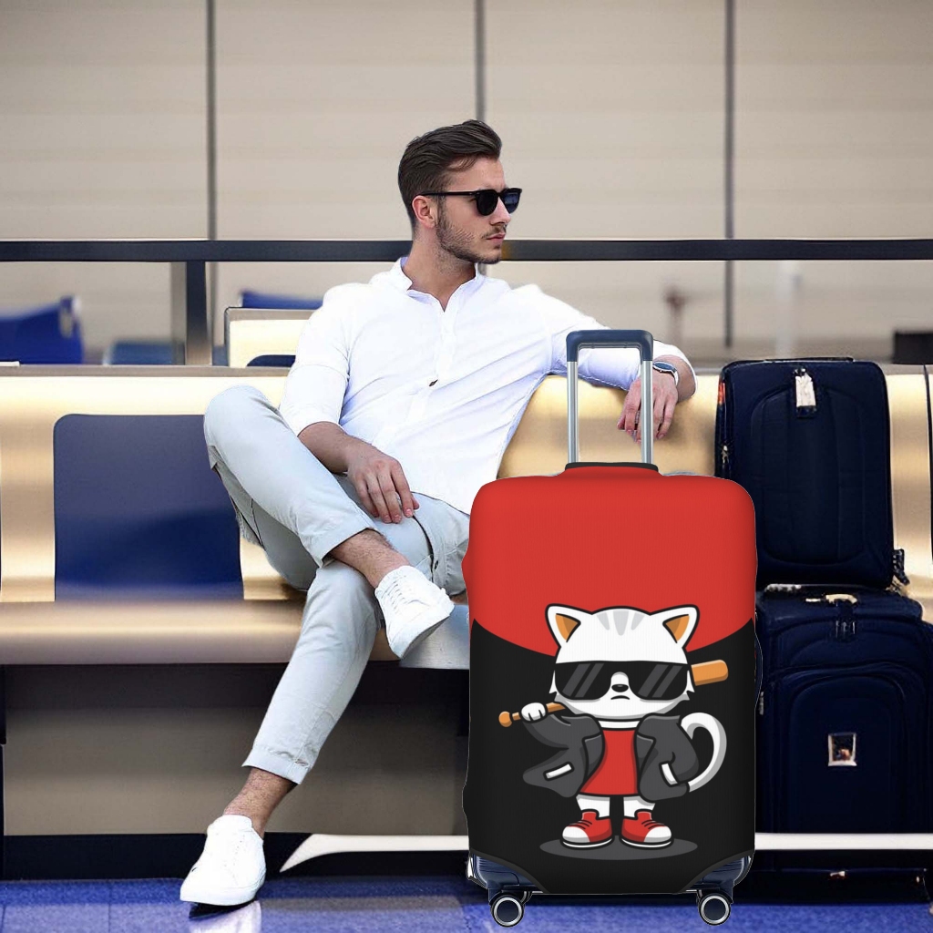 ผ้าคลุมกระเป๋าเดินทาง ป้องกันรอยขีดข่วน ลายแมวน่ารัก ขนาด Luggage Cover 18 20 22 24 26 28 30 32 นิ้ว