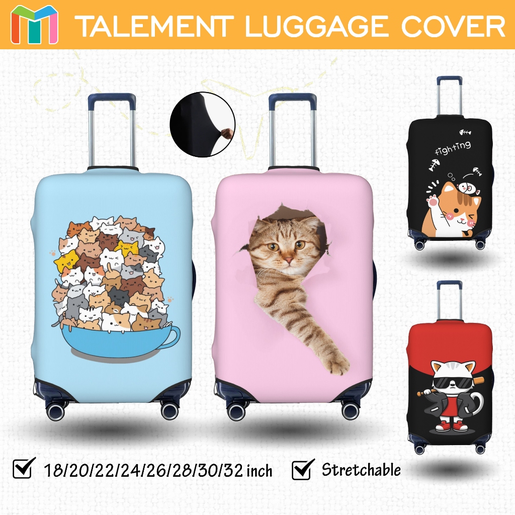 ผ้าคลุมกระเป๋าเดินทาง ป้องกันรอยขีดข่วน ลายแมวน่ารัก ขนาด Luggage Cover 18 20 22 24 26 28 30 32 นิ้ว