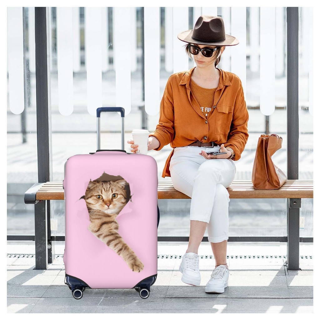 ผ้าคลุมกระเป๋าเดินทาง ป้องกันรอยขีดข่วน ลายแมวน่ารัก ขนาด Luggage Cover 18 20 22 24 26 28 30 32 นิ้ว