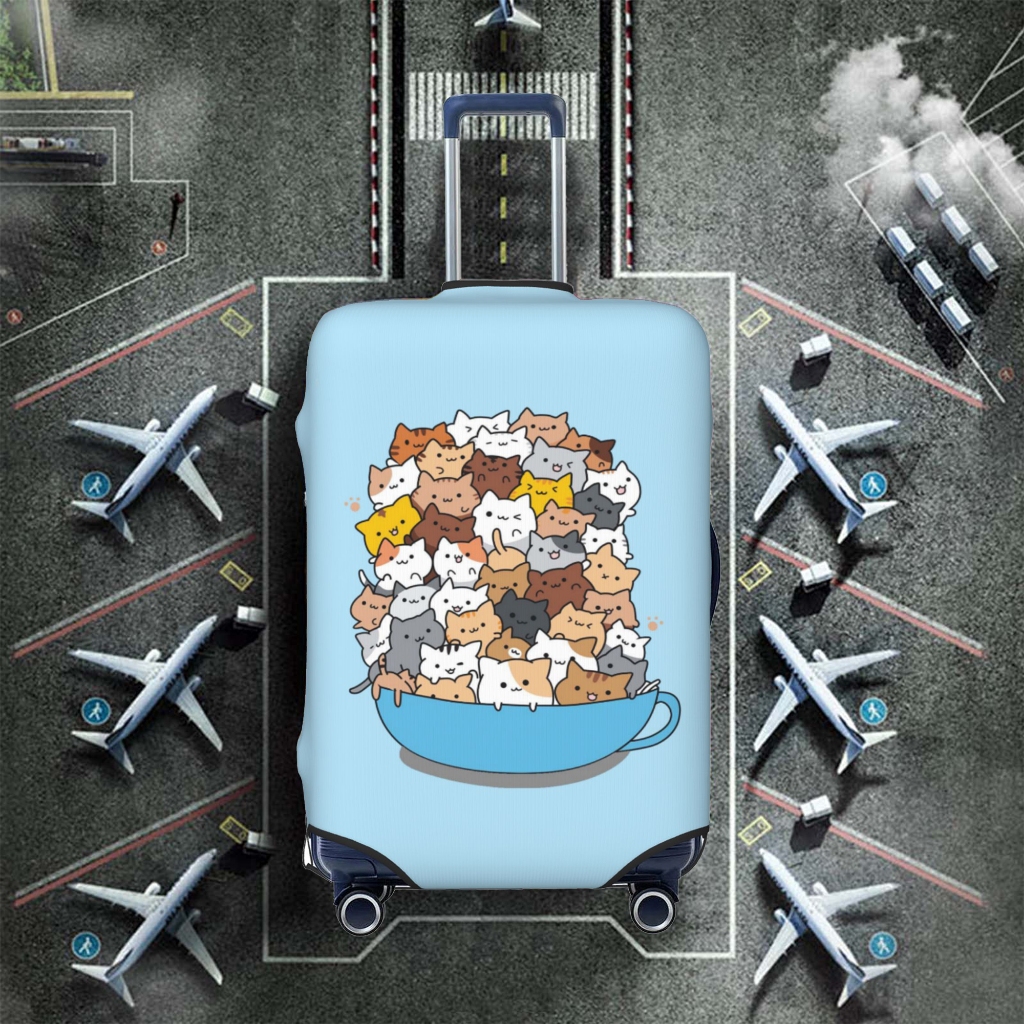 ผ้าคลุมกระเป๋าเดินทาง ป้องกันรอยขีดข่วน ลายแมวน่ารัก ขนาด Luggage Cover 18 20 22 24 26 28 30 32 นิ้ว