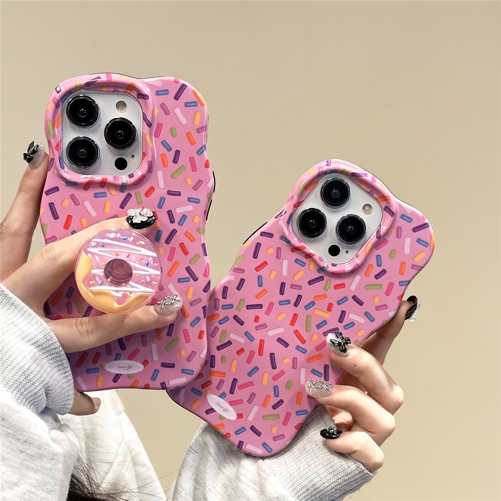 เคสโทรศัพท์มือถือ ขอบโค้ง ลายโดนัทน่ารัก 3D แฟชั่น สําหรับ IPhone 11 15 13 14 12 Pro Max 15promax