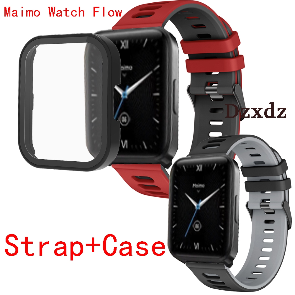 เคส + สายคล้อง สําหรับ Maimo Flow Smart Watch เคสเปลี่ยน สายรัดข้อมือซิลิโคน สําหรับ Maimo Flow SmartWatch สร้อยข้อมือ เคสป้องกัน