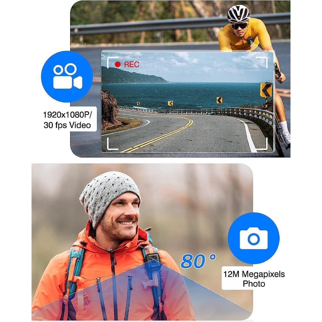 กล้องสวมใส่ร่างกาย BOBLOV, กล้องร่างกาย 1080P, ขยายหน่วยความจํา, แบตเตอรี่ 950mAh สําหรับการบันทึก 5 ชั่วโมง, รองรับแสตมป์ Time&Date, สําหรับหัวติดตั้งพร้อมสายรัดและคลิปสั้น