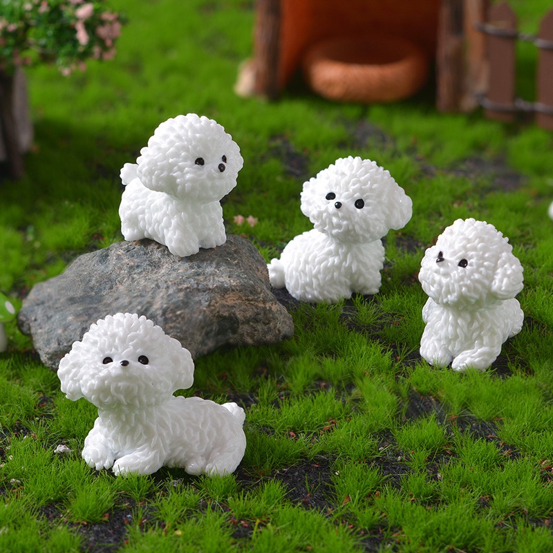 4ชิ้น/เซ็ตน่ารักมินิสัตว์เลี้ยงสุนัขลูกสุนัขขนาดเล็กงานฝีมือเรซินเครื่องประดับขนาดเล็กนางฟ้าตกแต่งสวนไมโครภูมิทัศน์