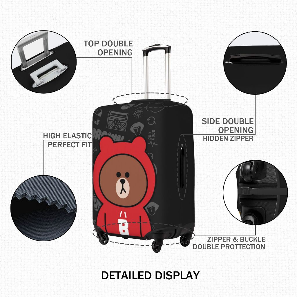 ผ้าคลุมกระเป๋าเดินทาง ป้องกันรอยขีดข่วน ลายหมีบราวน์ ขนาด  Brown Luggage Cover 18 20 22 24 26 28 30 32 นิ้ว