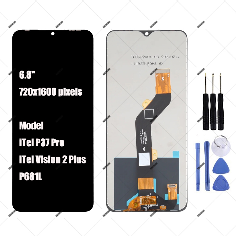 สําหรับ Itel p37 pro Vision 2 Plus P681L จอแสดงผล LCD Touch Screen Digitizer Assembly Replacement