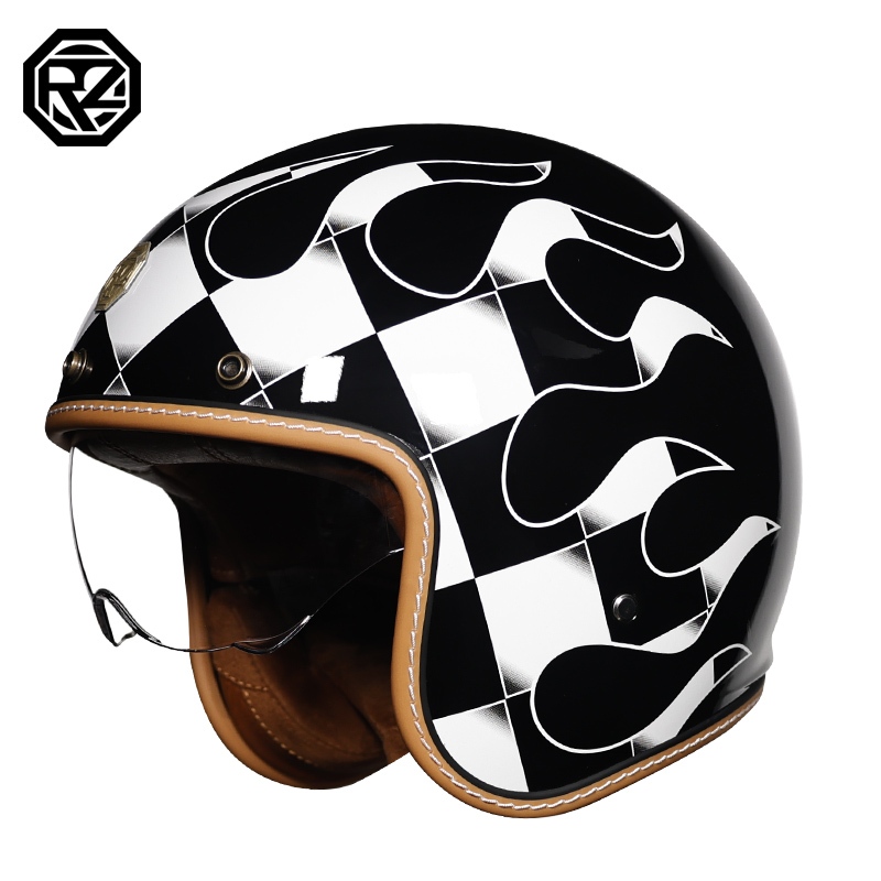 หมวกกันน็อคมอเตอร์ไซค์ 3/4 Harley Half Helmet พร้อมเลนส์ใสในตัว