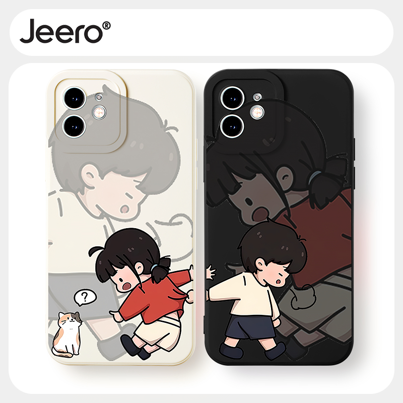 Jeero เคสคู่ เคสไอโฟน คู่รัก กันกระแทกซิลิโคนนุ่มการ์ตูนน่ารักตลก เคสโทรศัพท์ for iPhone 16 15 14 13 12 11 Pro Max SE 2020 X XR XS 8 7 6 6S Plus พลัส F4009