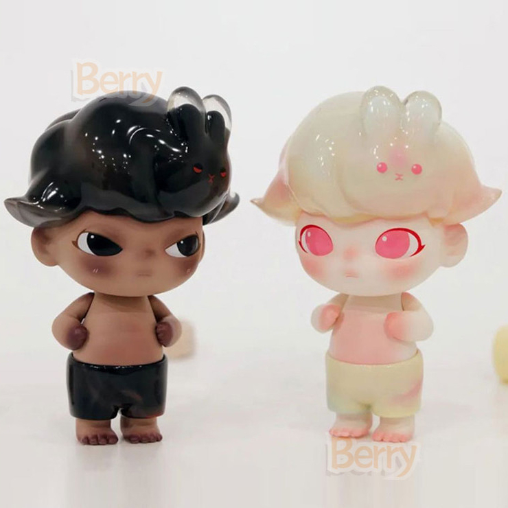 P POPMART DIMOO DIMOO Cherry Blossom Jelly Rabbit Coffee Milk Jelly Blue Sanhua Cat Figure ตกแต ่ งข