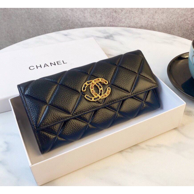 [กล่องของขวัญ] Chanel กระเป๋าสตางค์ ใบยาว หนังวัวแท้ คุณภาพสูง สไตล์ฝรั่งเศส หรูหรา สําหรับผู้หญิง