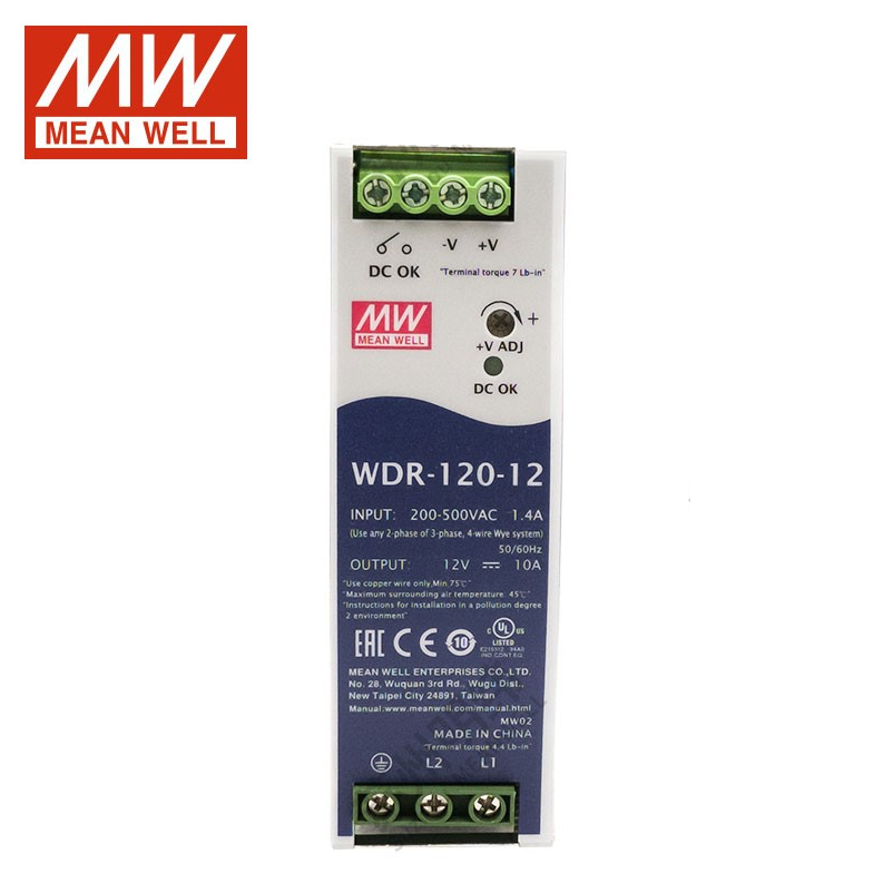 MEAN WELL WDR-120 series WDR-120-12 WDR-120-24 WDR-120-48 120W เอาต์พุตเดี่ยวประเภทแหล่งจ่ายไฟอุตสาห