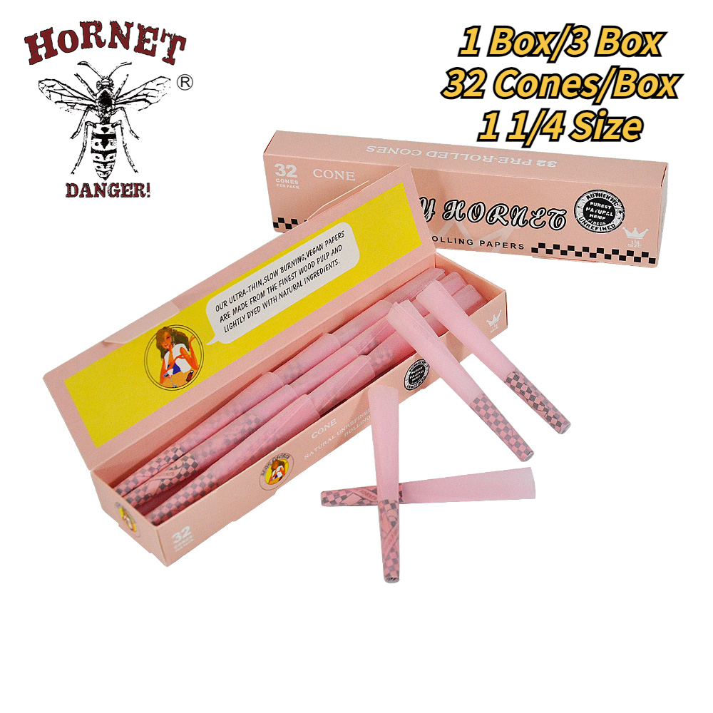 พร้อมส่ง กระดาษโรลพันสำเร็จ Hornet Pink Pre-Rolled Cones 78MM Size 32ชิ้น Pcs/Box