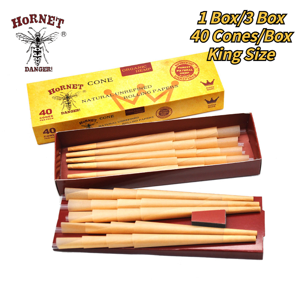 กระดาษโรลพันสำเร็จ Hornet 40 ชิ้น Organic Pre-Rolled Cone ขนาด 110mm