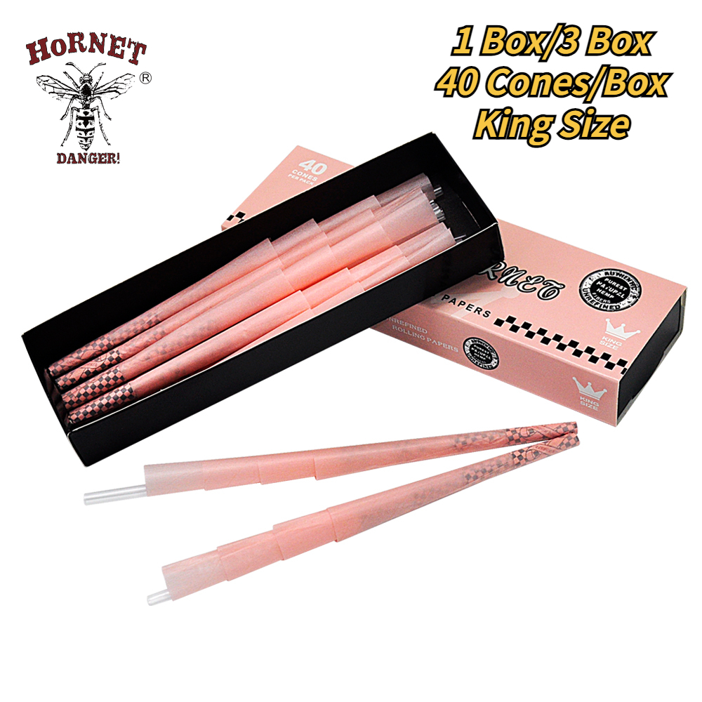 กระดาษโรลพันสำเร็จ Hornet 40 ชิ้น Pink Pre-Rolled Cone ขนาด 110mm