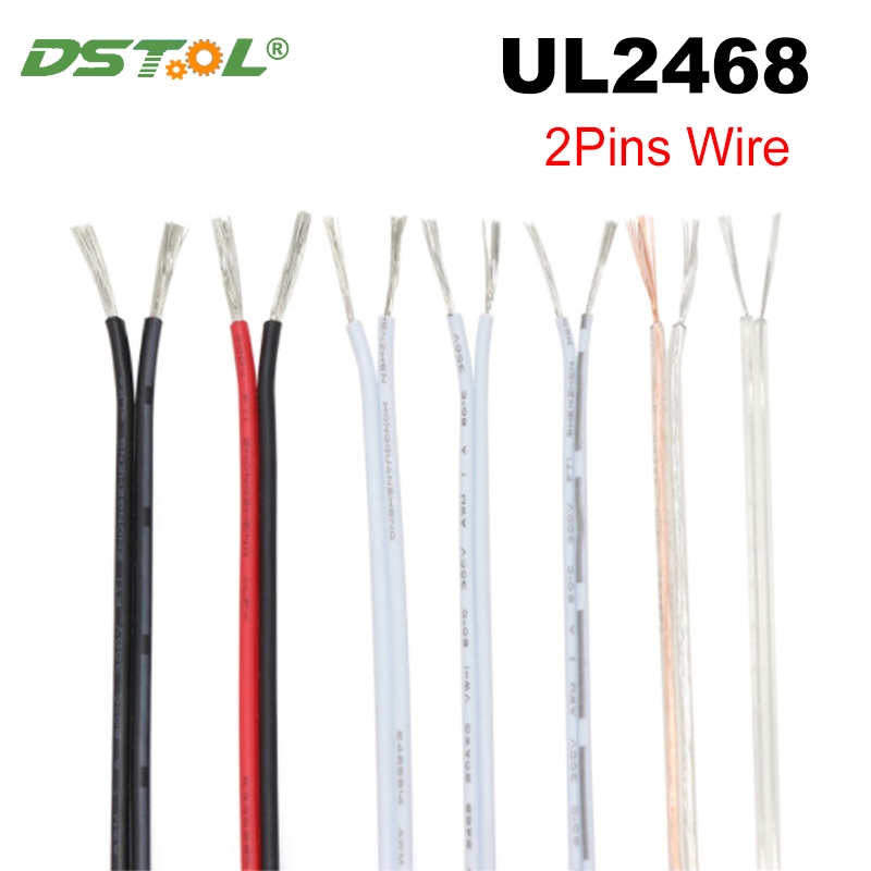 1M UL2468 2 Pins สายไฟทองแดง 16/18/20/22/24/26/28/30 AWG PVC ฉนวนยืดหยุ่นสาย LED Strip