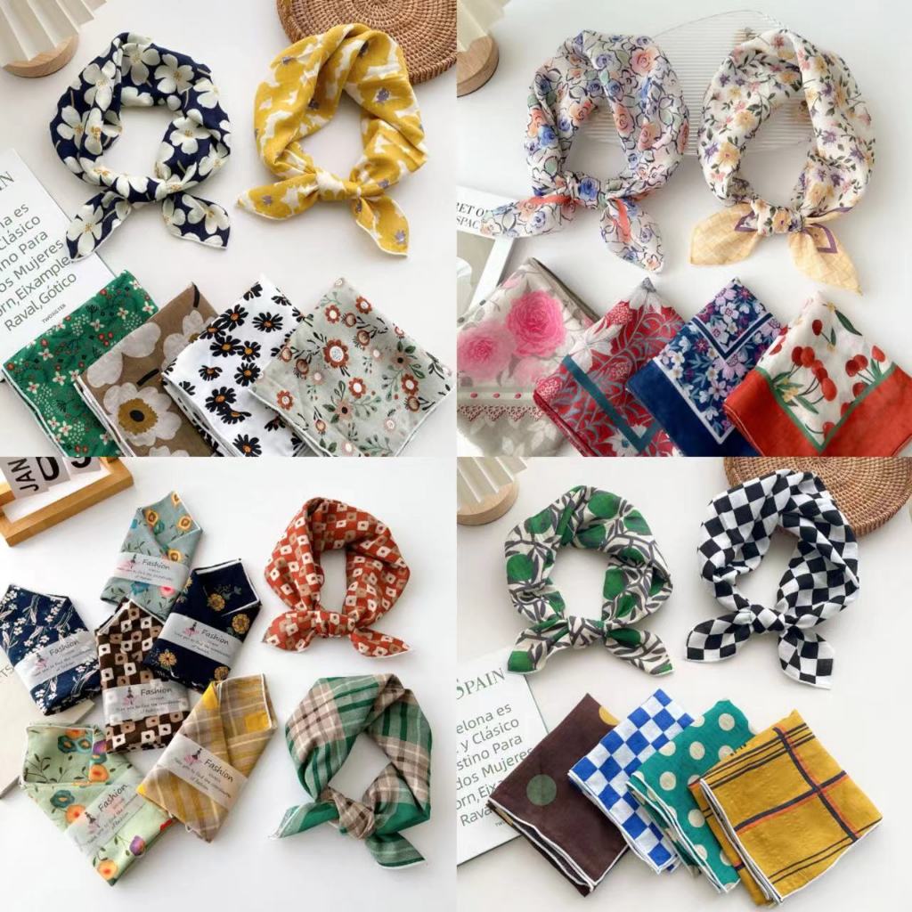 [มี 100 สไตล์] ผ้าพันคอ ผ้าฝ้าย ผ้าลินิน ทรงสี่เหลี่ยม 55 เข้ากับทุกการแต่งกาย แฟชั่นสไตล์เกาหลี
