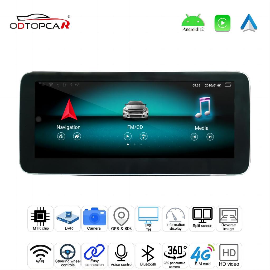 Odtopcar กล้องนําทาง GPS Wifi 4G หน้าจอสัมผัส 10.25 สําหรับ Mercedes C-Class W205 S205 C205 NTG5.5 Android