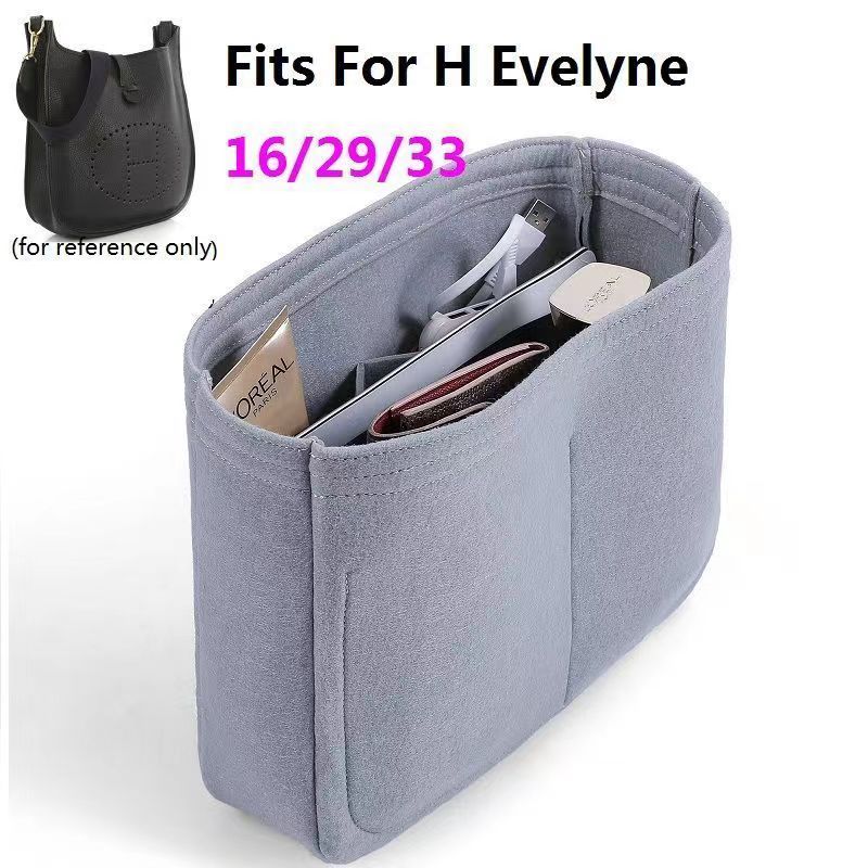 SENSES// H Evelyne 16 29 33 Insert Bag Felt Makeup Organizer Bag Inner Purse Portable Base Shaper po