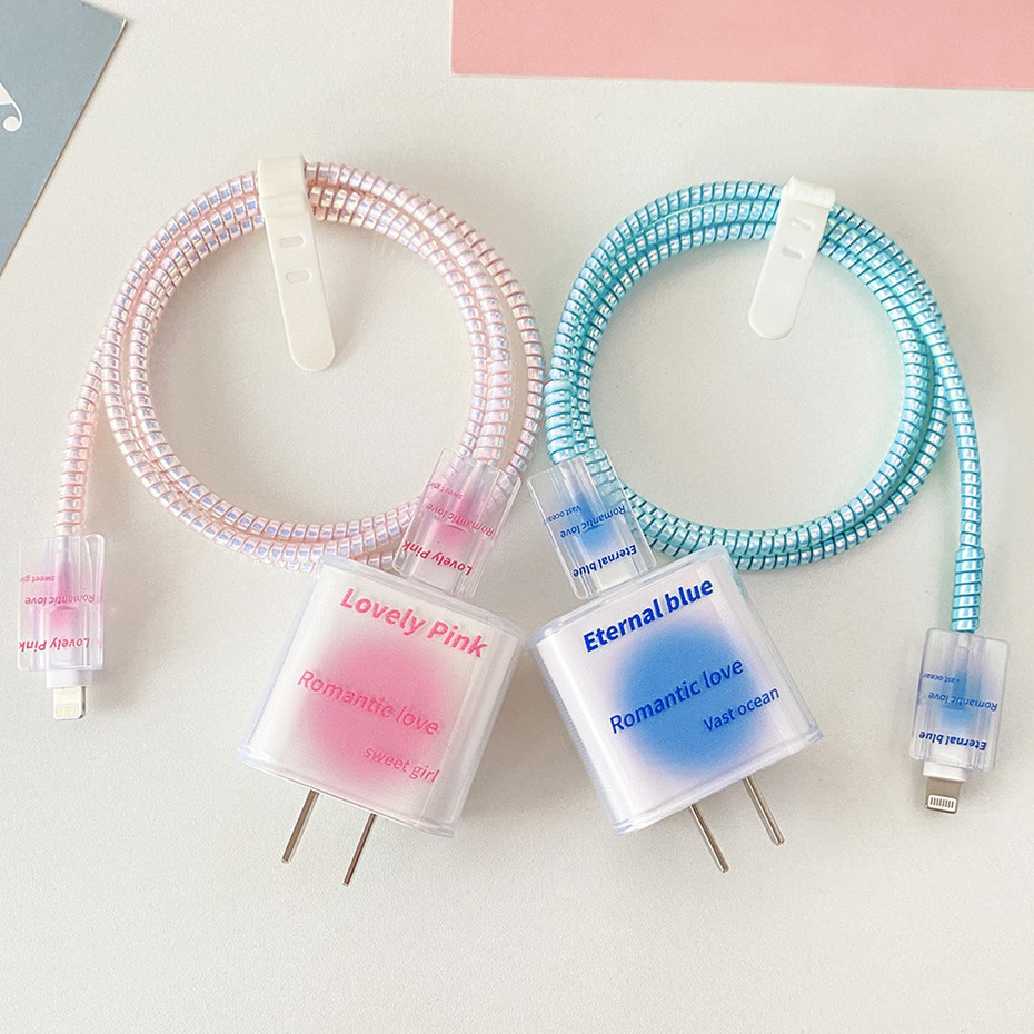 ชุดเเต่งสายชาร์จ ชุดถนอมสายชาร์จไอโฟน 20วัติ เคสหัวชาร์จ เคสAdapter  20w 18w ลายการ์ตูน สายเกรียว กั