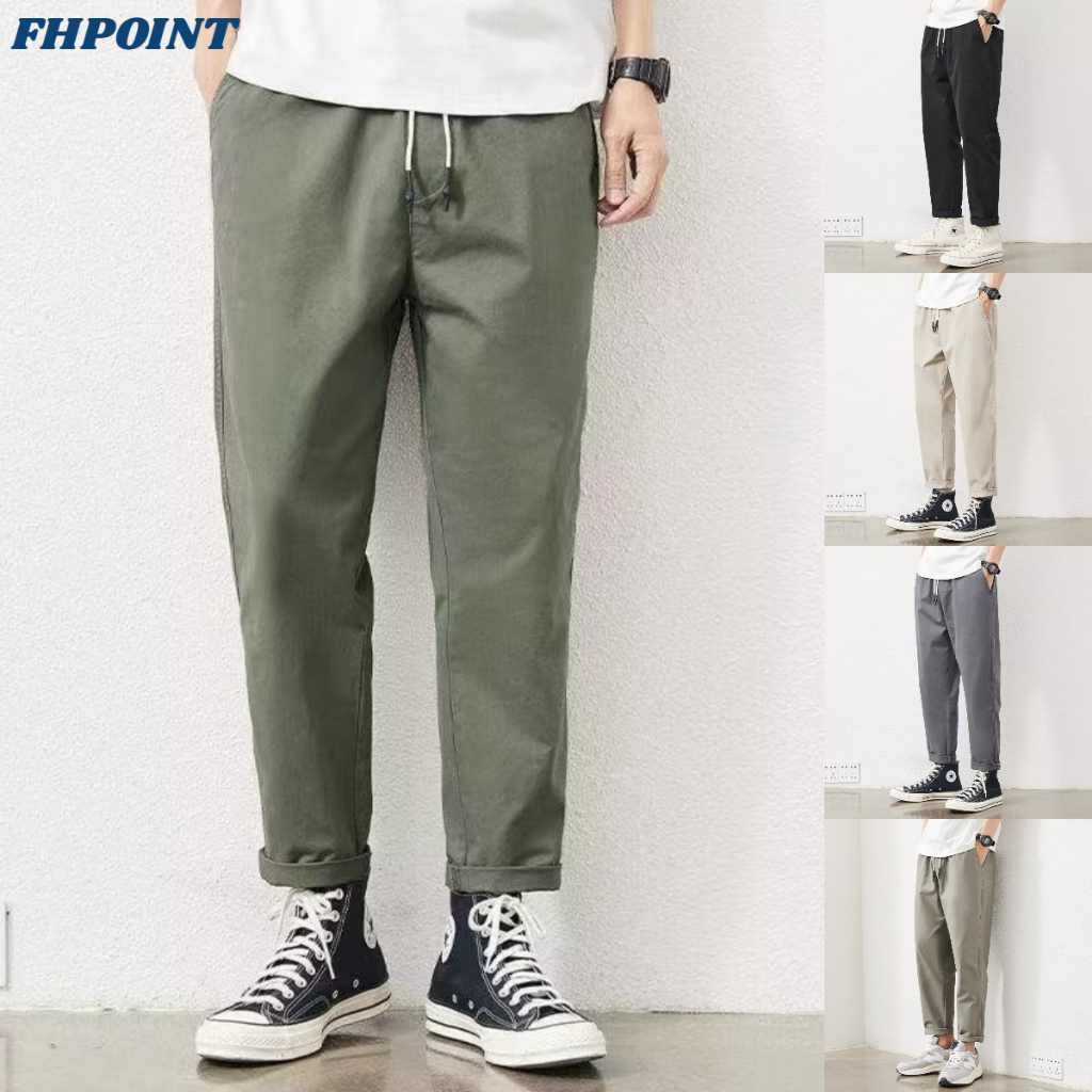 【M-3XL 100%ฝ้าย】กางเกงสแลคชาย กางเกงผู้ชาย ทรงตรง แฟชั่นฤดูร้อน กางเกงขายาวผู้ชาย