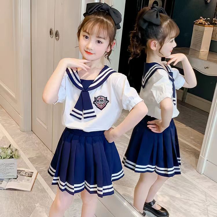 พร้อมสต็อก3-15ย สาวฤดูร้อนกระโปรงสองชิ้นแฟชั่นวิทยาลัยลมหนุ่มใหญ่สูทเจเคกระโปรงเด็กชุดแขนสั้น