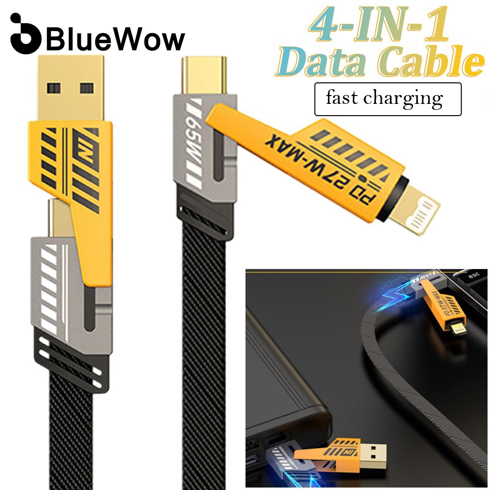 Bluewow【1ม./2ม.】4-in-1 สายชาร์จเร็ว Usb Type C สําหรับ Micro Usb C สายชาร์จ สายชาร์จ