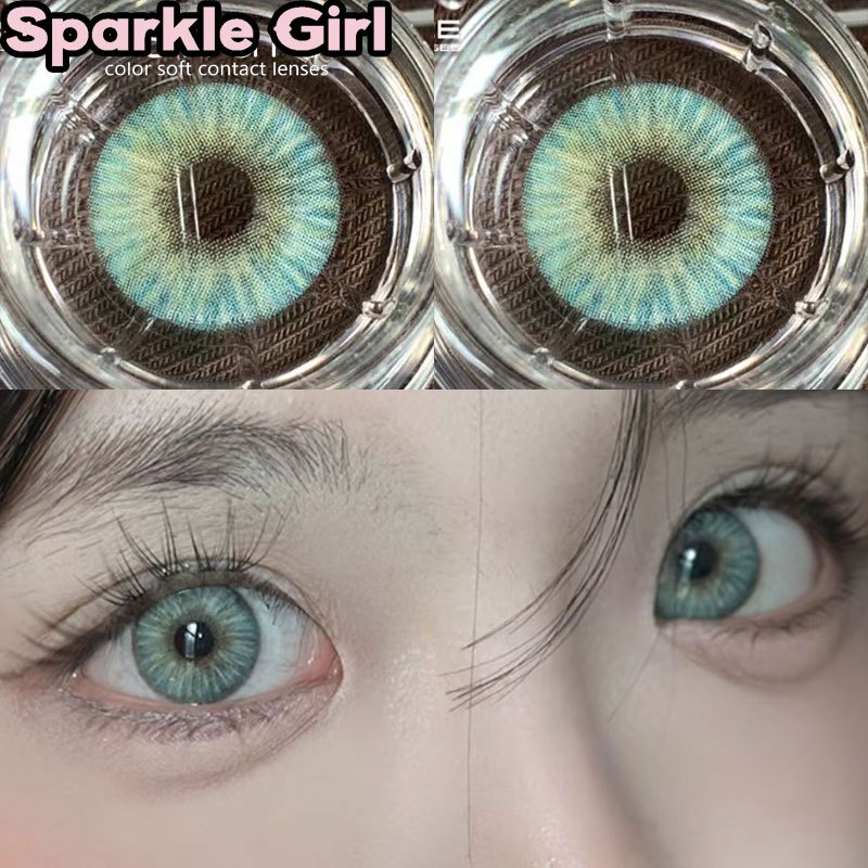 SparkleGirl🎀 Estonia คอนแทคเลนส์สายตาสั้น เกรด [-1.00~-6.00] สีเขียว 14.5 มม.