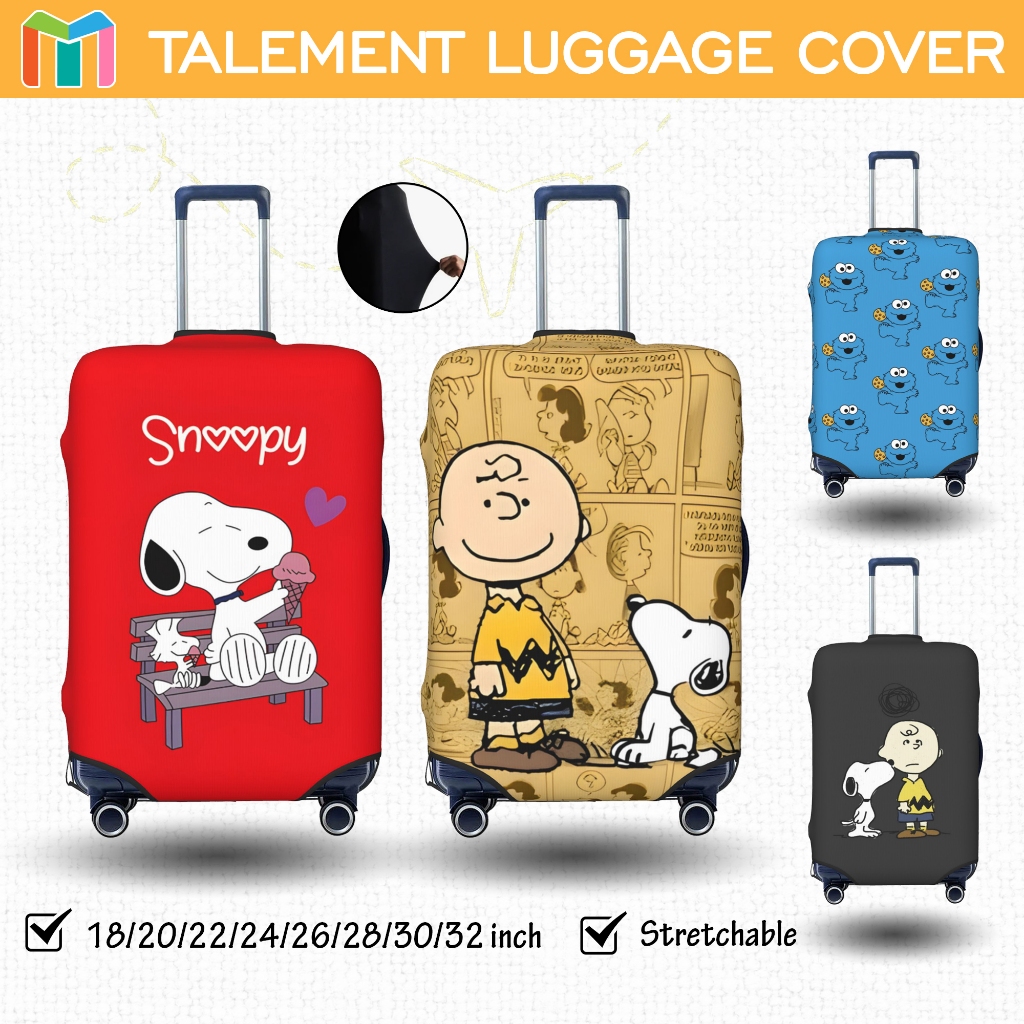 ผ้าคลุมกระเป๋าเดินทาง ผ้าสแปนเด็กซ์ แบบยืดหยุ่น ยืดหยุ่น Snoopy Luggage Cover 18 20 22 24 26 28 30 32 นิ้ว