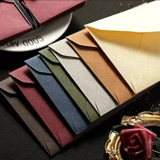 Vintage ผ้าลินินซองจดหมาย Retro Textured ซองจดหมายแสตมป์สติกเกอร์ Pure สี Letterhead DIY โปสการ์ดการ์ดอวยพรคริสต์มาสของขวัญปีใหม่ห่อการ์ดเชิญงานแต่งงานปก