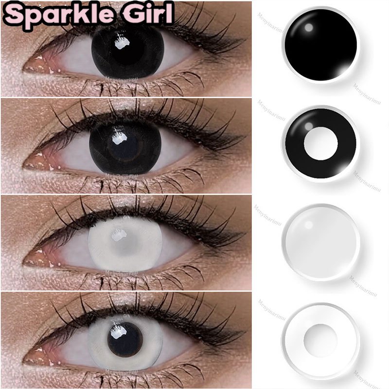 SparkleGirl สีขาวสีดำสีทึบ คอนแทคเลนส์ วันฮาโลวีน คอสเพลย์ คอนแทคเลนส์สี มาสเคอเรด แวมไพร์ อนิเมะ คอนแทคเลนส์