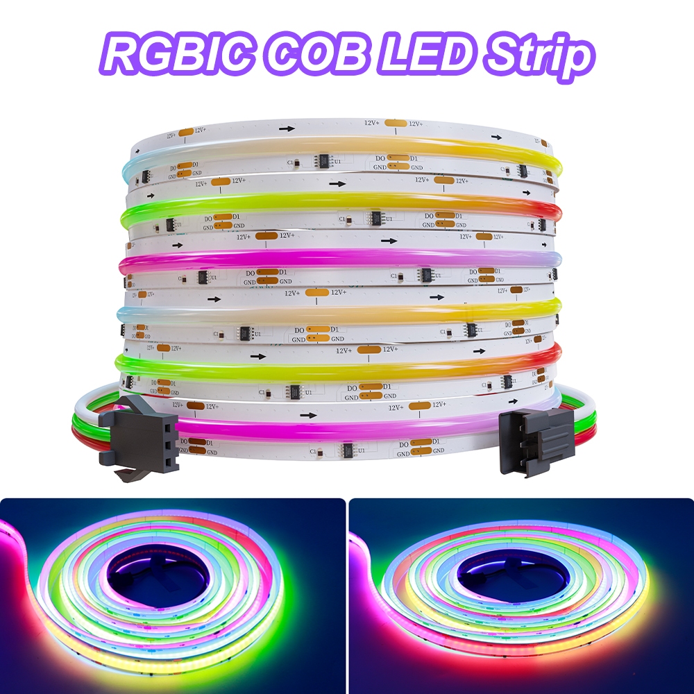 แถบไฟ LED COB WS2811 DC12V 24V WS2812B 720Leds/m ความหนาแน่นสูง ยืดหยุ่น สีดรีม 12 มม.