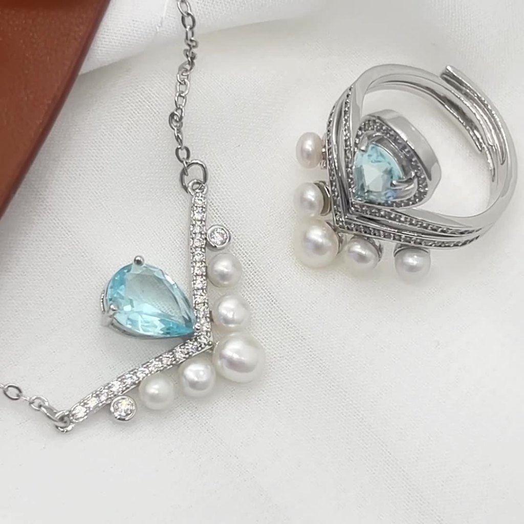 เครื่องประดับ สร้อยคอ จี้แหวนมุกน้ําจืดธรรมชาติ หรูหรา สําหรับผู้หญิง - รูปที่ 3