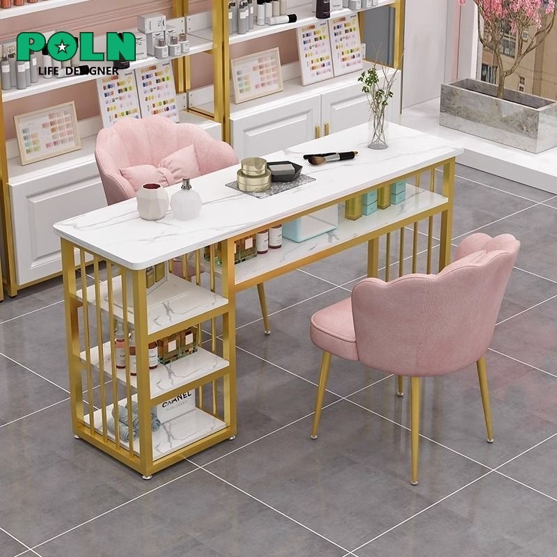 พร้อมส่งจากไทย โต็ะทำเล็บพร้อมเก้าอี้2/4ตัวชุดโต็ะทำเล็บพร้อมเก้าอี้ ประกอบง่าย โต็ะทำเล็บหินอ่อนเลียนแบบ ขนาดยาว120CM