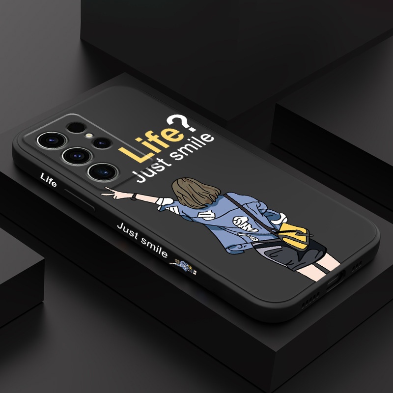 แฟชั่น Walker เคสโทรศัพท์สําหรับ Samsung Galaxy S25 S24 S23 S22 FE Ultra Plus 5G ซิลิโคนเหลวด้านข้างรูปแบบฝาครอบ
