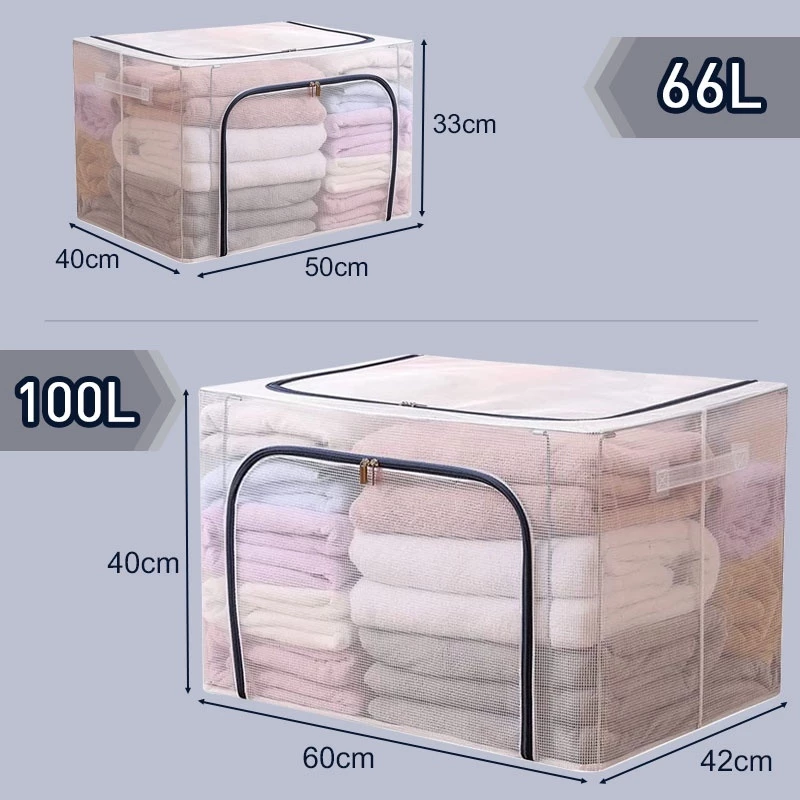 🚚จัดส่งทันที🚚 พร้อมส่ง กล่องเก็บของ 110L กระเป๋าจัดระเบียบ กล่องพับ ความจุขนาดใหญ่ พร้อมโครงเหล็ก thumbnail 4