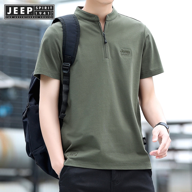 Jeep SPIRIT 1941 ESTD เสื้อแขนสั้น คอปก ปักลาย อเนกประสงค์ สไตล์ธุรกิจ สําหรับผู้ชาย