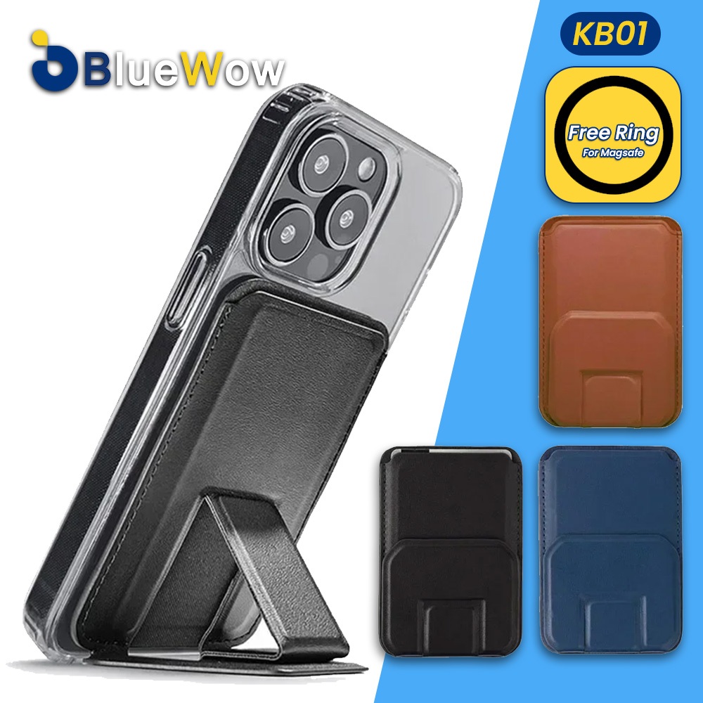 【Strong Magnetic】bluewow ขาตั้งแม่เหล็ก พร้อมช่องใส่บัตร สําหรับโทรศัพท์มือถือ 15 14 13 Magsafe