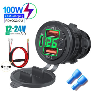 USB-C PD & QC 3.0 Triple USB Car Charger - ซ็อกเก็ต 12V/24V …