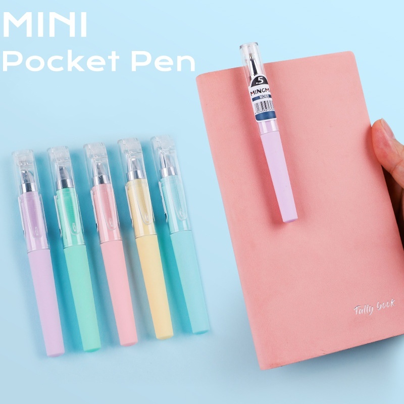 ปากกาเจล สีมาการอง แบบพกพา ขนาดเล็ก สีดํา เครื่องเขียนนักเรียน WJ258